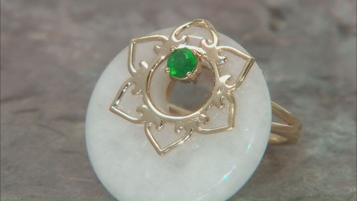 White Jadeite and Round Green Onyx 18k Yellow Gold Over Silver Ring Video Thumbnail