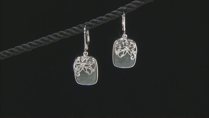 Charcoal Jadeite Sterling Silver Floral Overlay Earrings Video Thumbnail