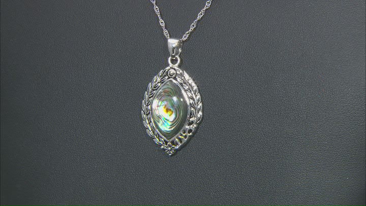 Abalone Shell Sterling Silver Leaf Pendant With 18" Chain Video Thumbnail