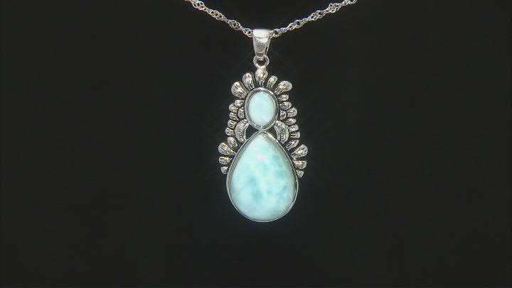Larimar Sterling Silver Pendant With 18" Chain Video Thumbnail