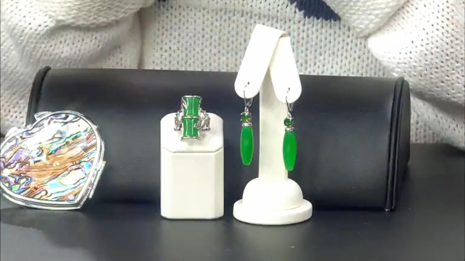 Green Jadeite Rhodium Over Sterling Silver Earrings 0.89ctw Video Thumbnail