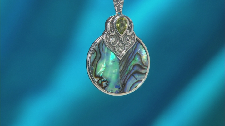 Abalone Shell Sterling Silver Oxidized Pendant With 18" Chain Video Thumbnail