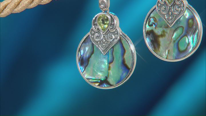 Multicolor Abalone Shell Sterling Silver Oxidized Earrings 0.77ctw Video Thumbnail