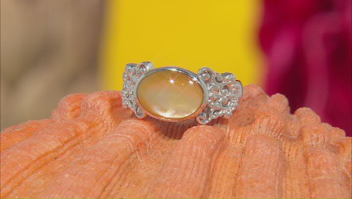 Golden Mother-Of-Pearl Rhodium over Sterling Silver Ring Video Thumbnail