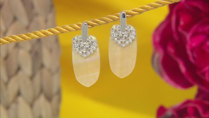 Golden Mother-Of-Pearl Rhodium over Sterling Silver Elongated Earrings Video Thumbnail