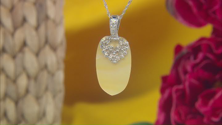 Golden Mother-Of-Pearl Rhodium over Sterling Silver Elongated Enhancer with 18" Chain Video Thumbnail
