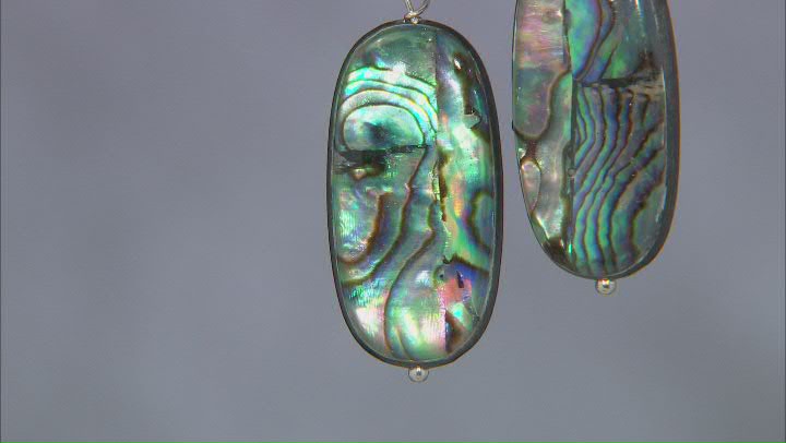 Multi Color Triplet Bead Abalone Shell Rhodium Over Sterling Silver Dangle Earrings Video Thumbnail