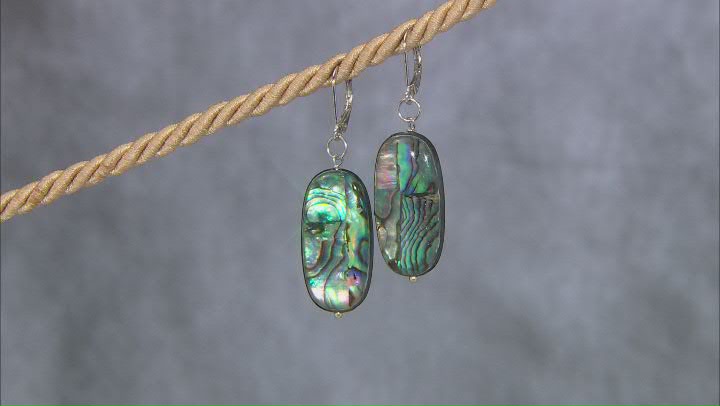 Multi Color Triplet Bead Abalone Shell Rhodium Over Sterling Silver Dangle Earrings Video Thumbnail