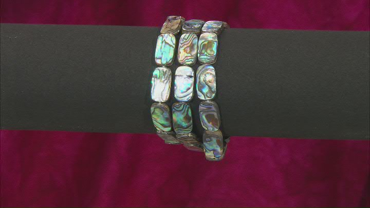 Doublet Bead Multicolor  Abalone Shell Stretch Bracelet Set Of 3 Video Thumbnail