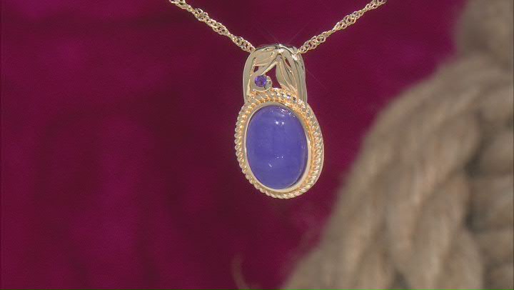 Purple Jadeite with Purple Amethyst 18k Yellow Gold Over Silver Pendant .06ctw Video Thumbnail