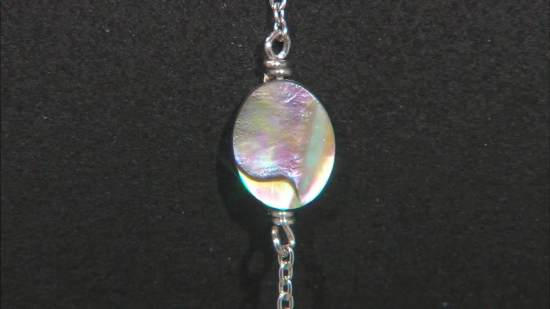 Multicolor Abalone Shell Rhodium Over Sterling Silver Anklet Video Thumbnail