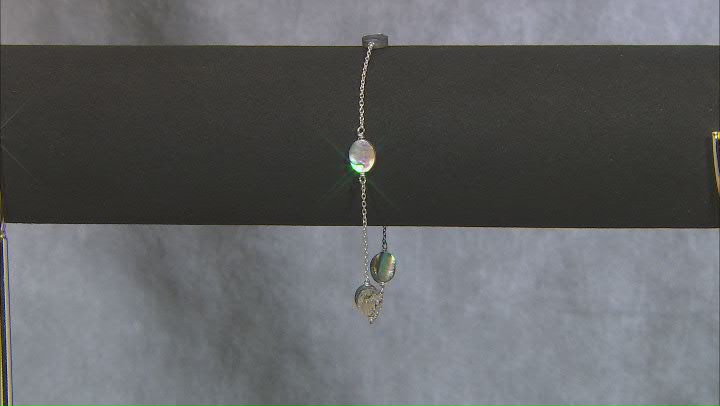 Multicolor Abalone Shell Rhodium Over Sterling Silver Anklet Video Thumbnail