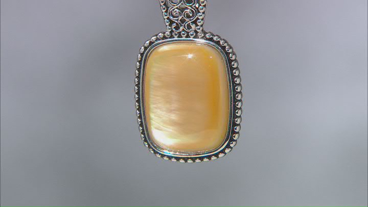 Golden Mother-of-Pearl Sterling Silver Pendant with Chain Video Thumbnail