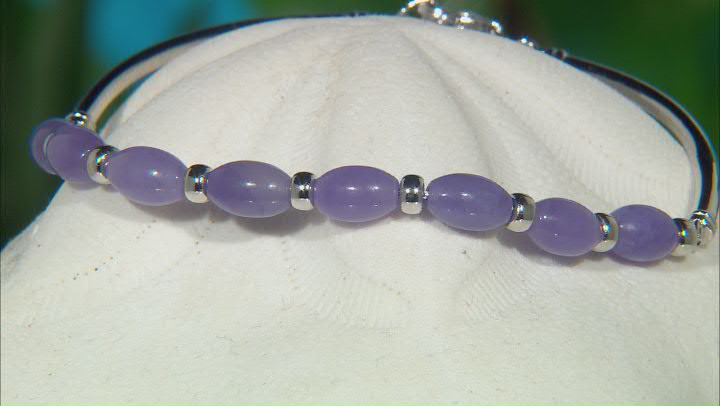 Purple Jadeite Rhodium Over Sterling Silver Bracelet Video Thumbnail