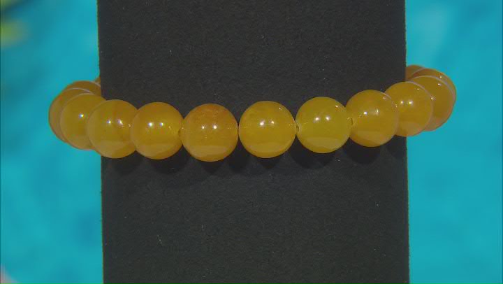 Yellow Jadeite Beaded Rhodium Over Sterling Silver Bracelet Video Thumbnail