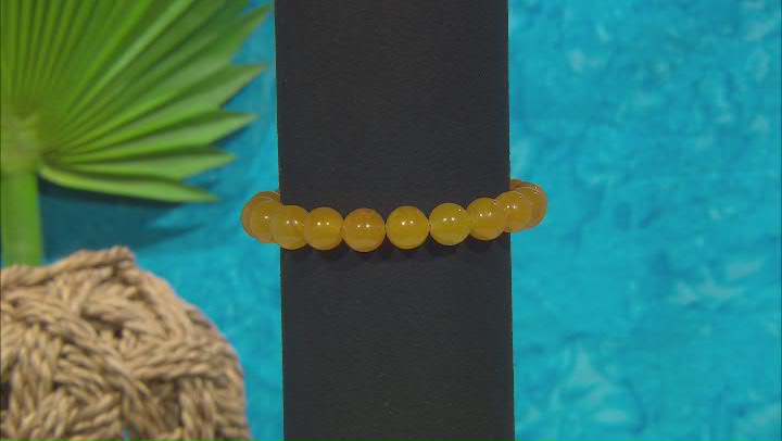 Yellow Jadeite Beaded Rhodium Over Sterling Silver Bracelet Video Thumbnail