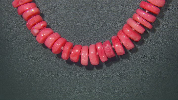 Pink Coral Chip Rhodium Over Sterling Silver Necklace Video Thumbnail