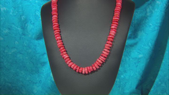 Pink Coral Chip Rhodium Over Sterling Silver Necklace Video Thumbnail