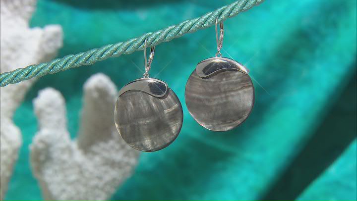 Black Mother-of-Pearl Rhodium Over Sterling Silver Earrings Video Thumbnail