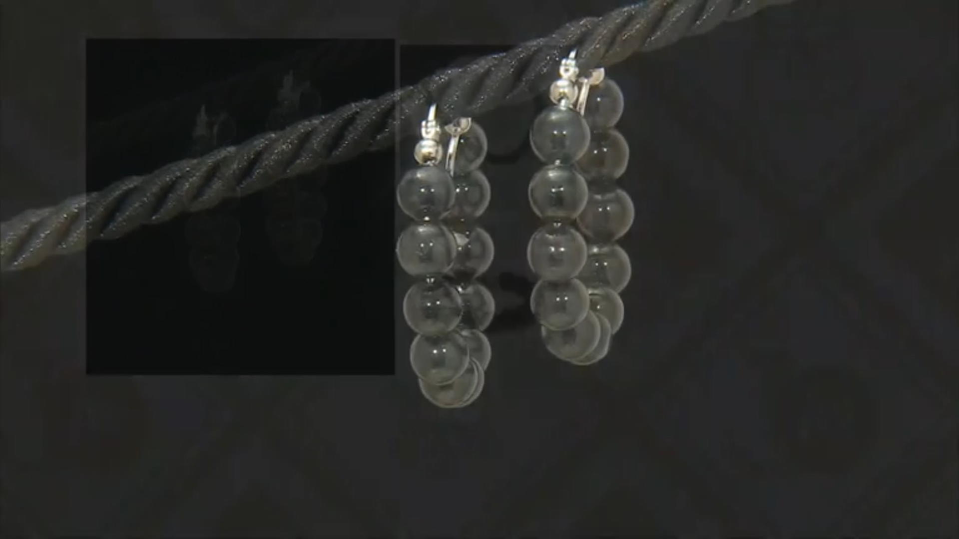 Charcoal Jadeite Rhodium Over Sterling Silver Beaded Hoop Earrings Video Thumbnail