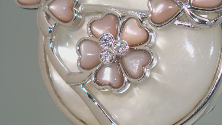White Mother-Of-Pearl With Pink Mother-Of-Pearl Rhodium Over Sterling Silver Ring 0.06ctw Video Thumbnail