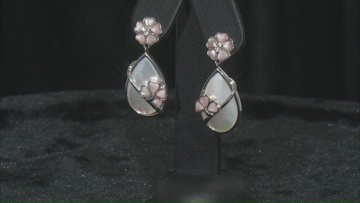 White and Pink Mother-Of-Pearl Rhodium Over Silver Earrings Video Thumbnail