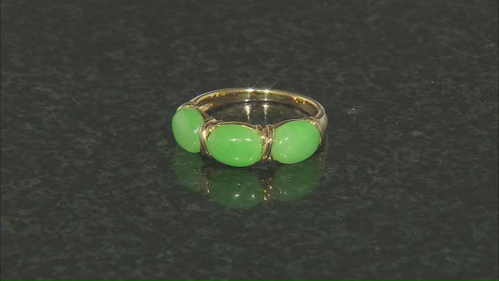 Green Jadeite 18k Yellow Gold Over Sterling Silver Ring Video Thumbnail