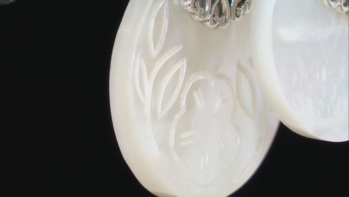 White Carved Mother-of-Pearl Sterling Silver Earrings Video Thumbnail