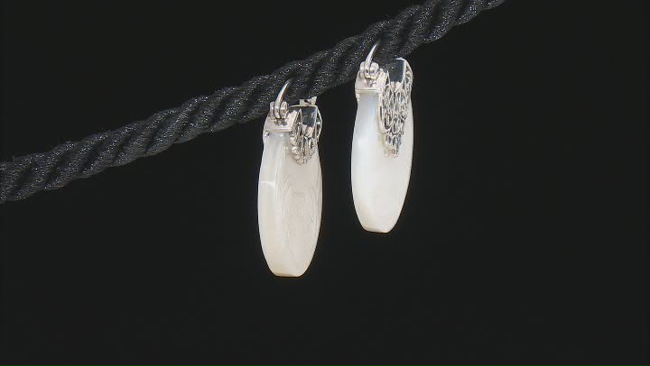 White Carved Mother-of-Pearl Sterling Silver Earrings Video Thumbnail