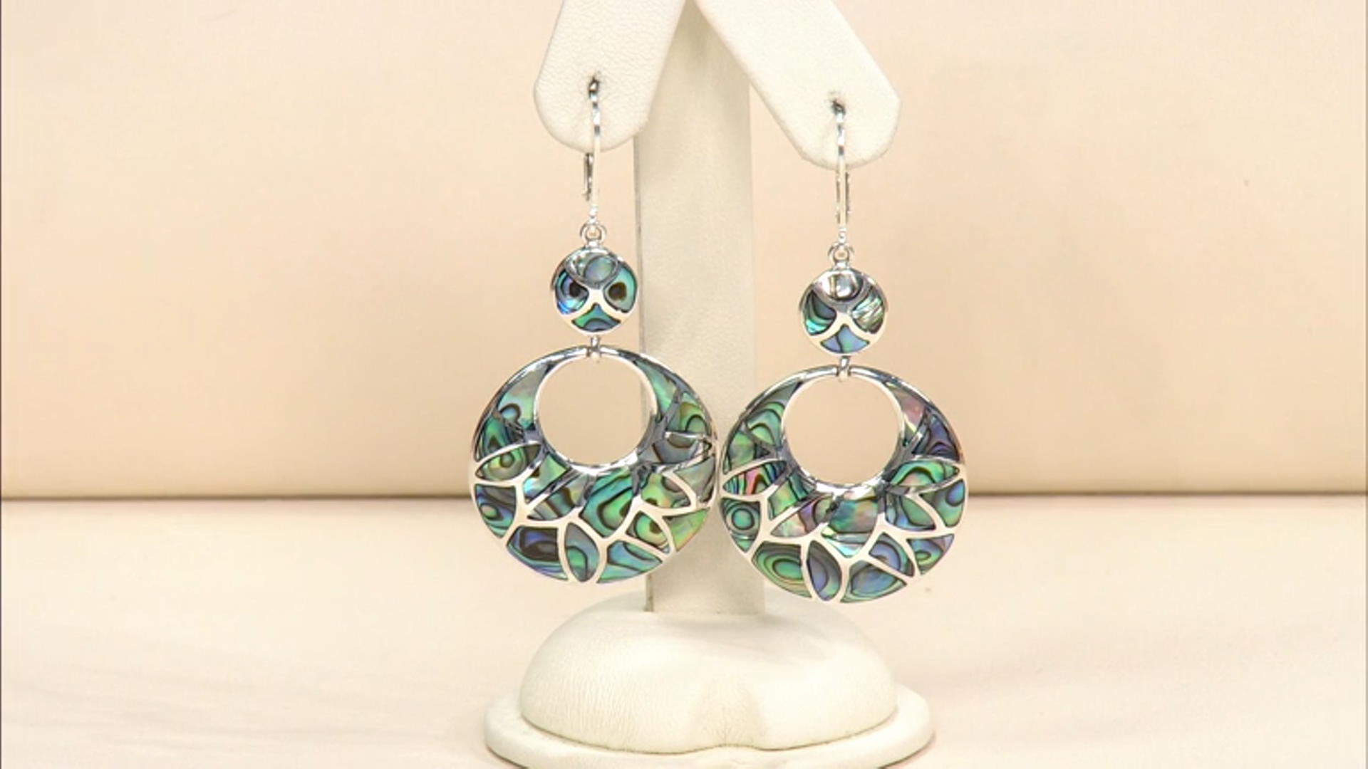 Abalone Shell Sterling Silver Inlay Dangle Earrings Video Thumbnail