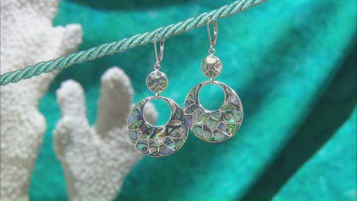 Abalone Shell Sterling Silver Inlay Dangle Earrings Video Thumbnail