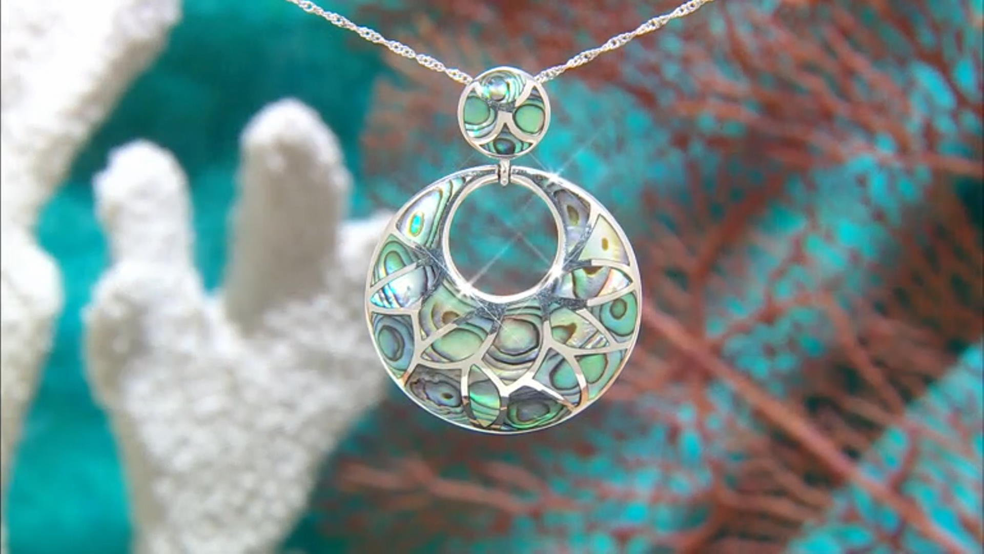 Mix Shaped Abalone Shell Sterling Silver Inlay Pendant With Chain Video Thumbnail