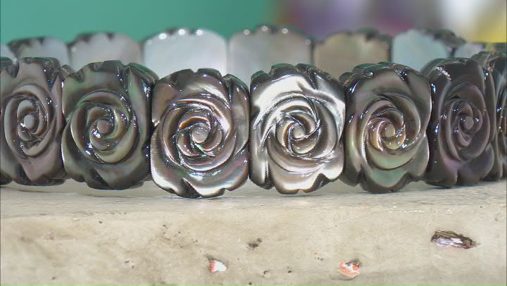 Black Mother-Of-Pearl Carved Stretch Bracelet Video Thumbnail