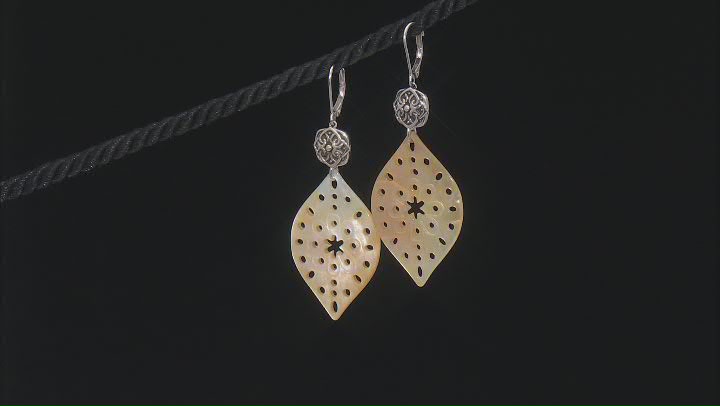Golden Mother-of-Pearl Carved Sterling Silver Earrings Video Thumbnail