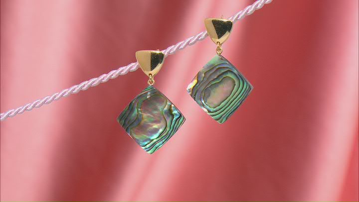 Multi Color Abalone Shell 18k Yellow Gold Over Sterling Silver Earrings Video Thumbnail