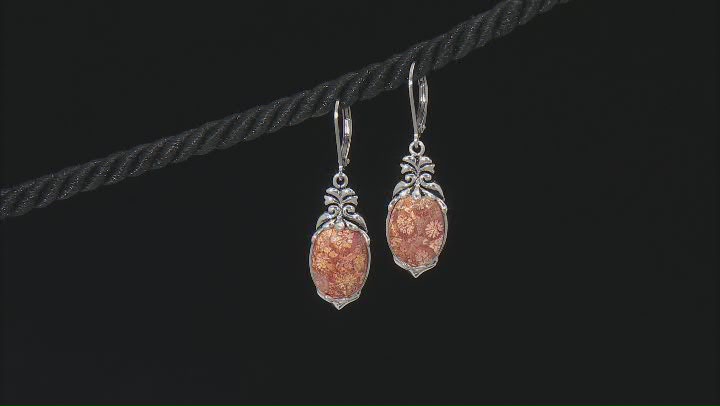 Oval Fossil Coral Sterling Silver Earrings Video Thumbnail