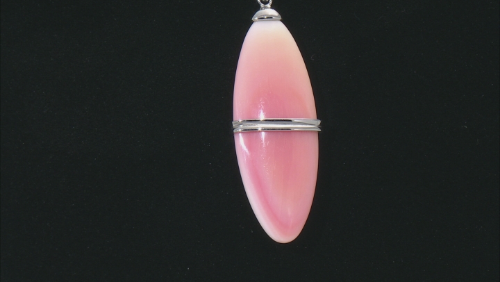 Marquise Pink Conch Shell Sterling Silver Pendant with 18" Chain Video Thumbnail
