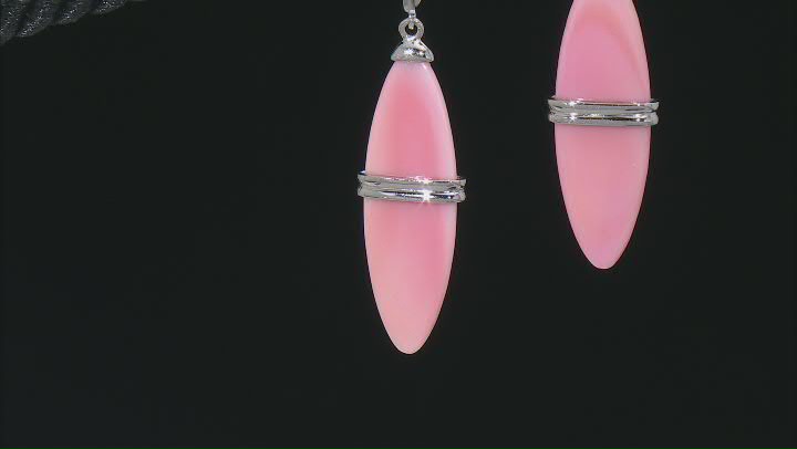 35x11mm Marquise Pink Conch Shell Sterling Silver Earrings Video Thumbnail