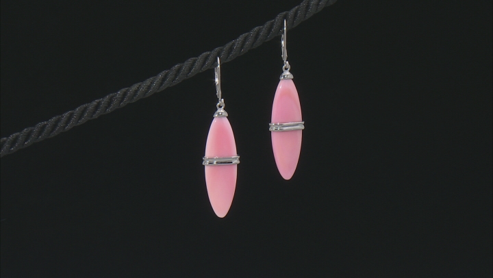 35x11mm Marquise Pink Conch Shell Sterling Silver Earrings Video Thumbnail