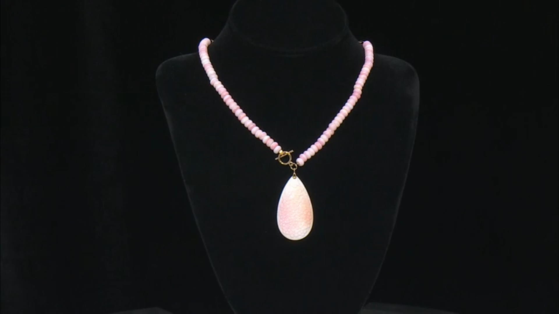 Pink Conch Shell 18k Yellow Gold Over Sterling Silver Necklace Video Thumbnail