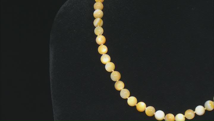 Yellow Mother-of-Pearl Rhodium Over Sterling Silver Beaded Necklace Video Thumbnail