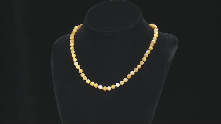Yellow Mother-of-Pearl Rhodium Over Sterling Silver Beaded Necklace Video Thumbnail