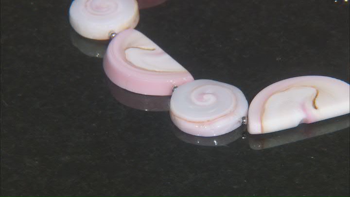 Pink Conch Shell Rhodium Over Sterling Silver Toggle Bracelet Video Thumbnail