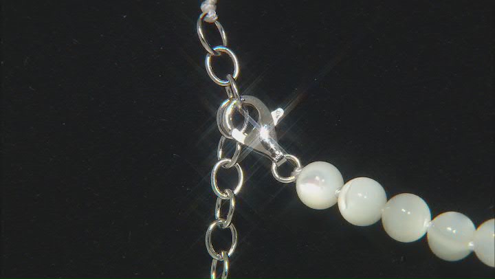 6mm White Mother-of-Pearl Rhodium Over Sterling Silver Beaded Necklace Video Thumbnail