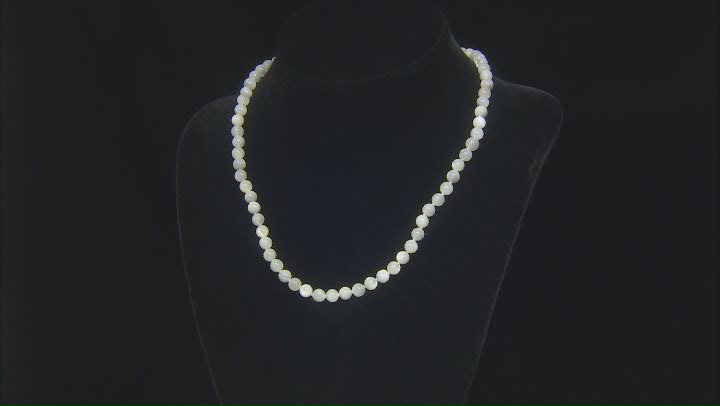 6mm White Mother-of-Pearl Rhodium Over Sterling Silver Beaded Necklace Video Thumbnail