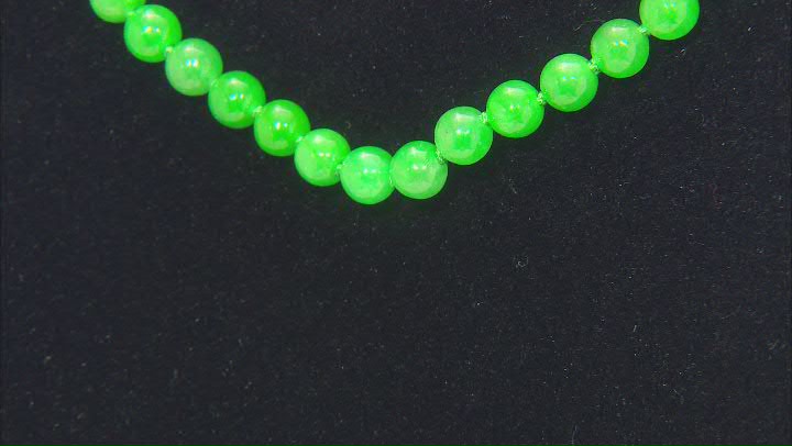 6mm Green Jadeite Rhodium over Sterling Silver Beaded Necklace Video Thumbnail