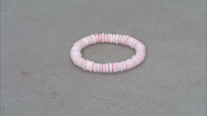 9mm Pink Conch Shell Chip Stretch Bracelet Video Thumbnail