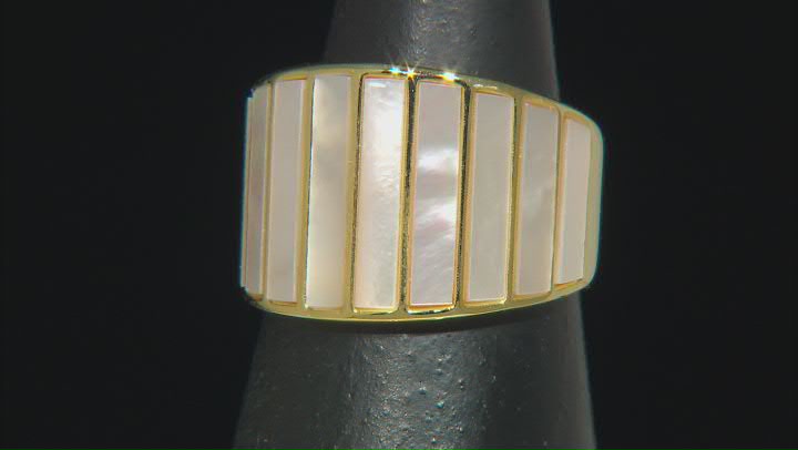 White Mother-Of-Pearl 18k Gold Over Sterling Silver Ring Video Thumbnail