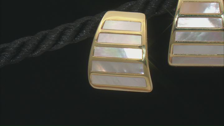 White Mother-Of-Pearl 18k Yellow Gold Over Sterling Silver Inlay Earrings Video Thumbnail