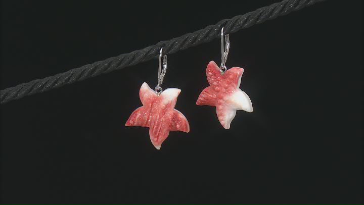 25mm Orange Spiny Oyster Sterling Silver Starfish Earrings Video Thumbnail